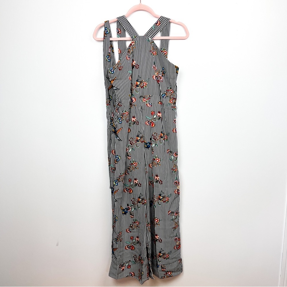 Black & White Striped Floral Jumpsuit